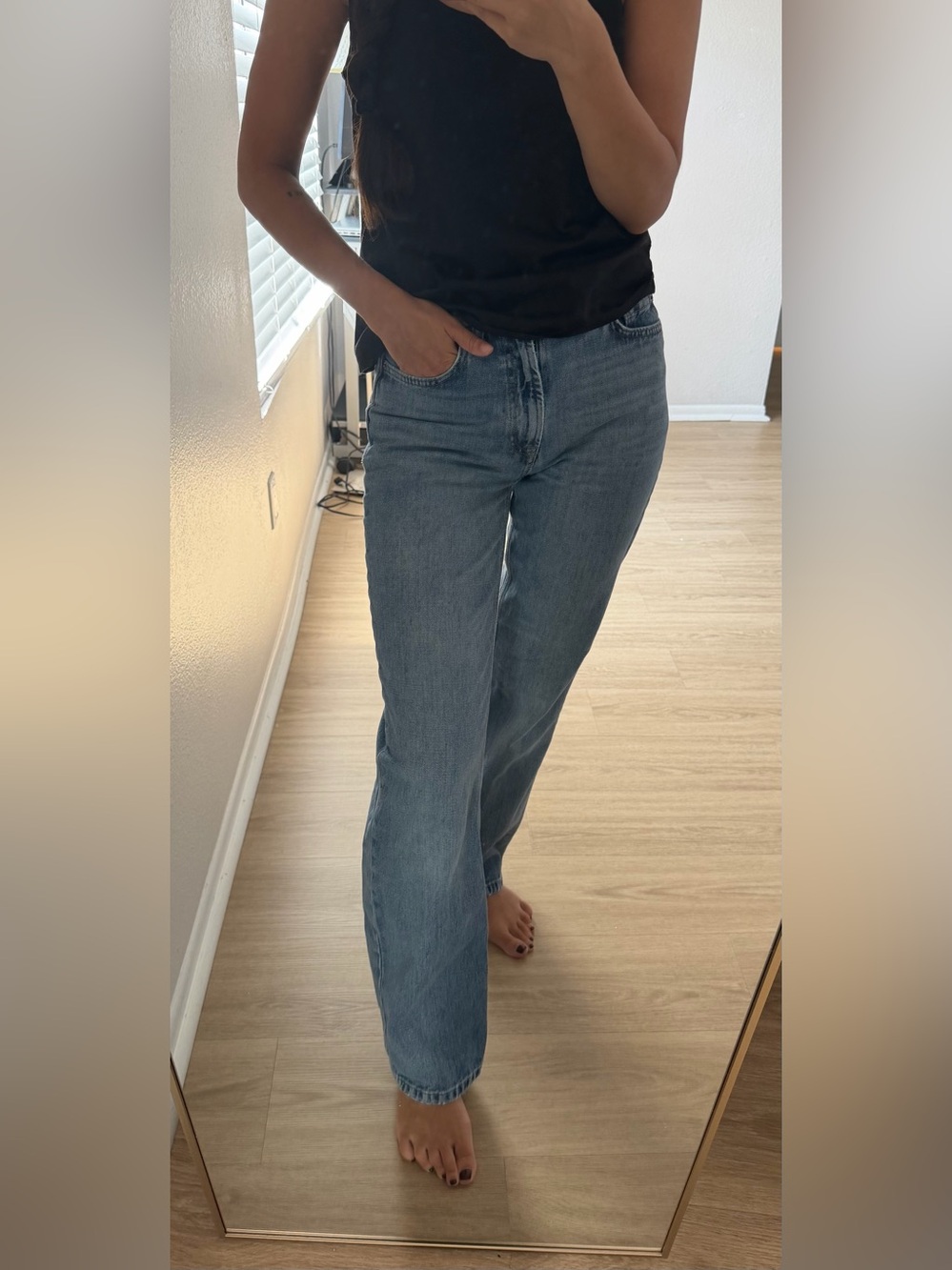 Zara Light Blue Straight-Leg Jeans